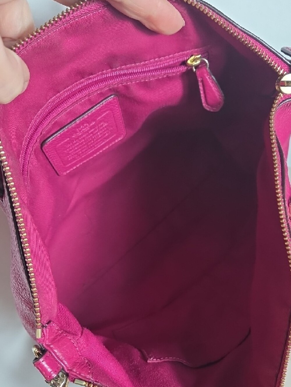 Coach Kelsey Pebbled Leather Satchel - Fuchsia - Picture 8 of 10